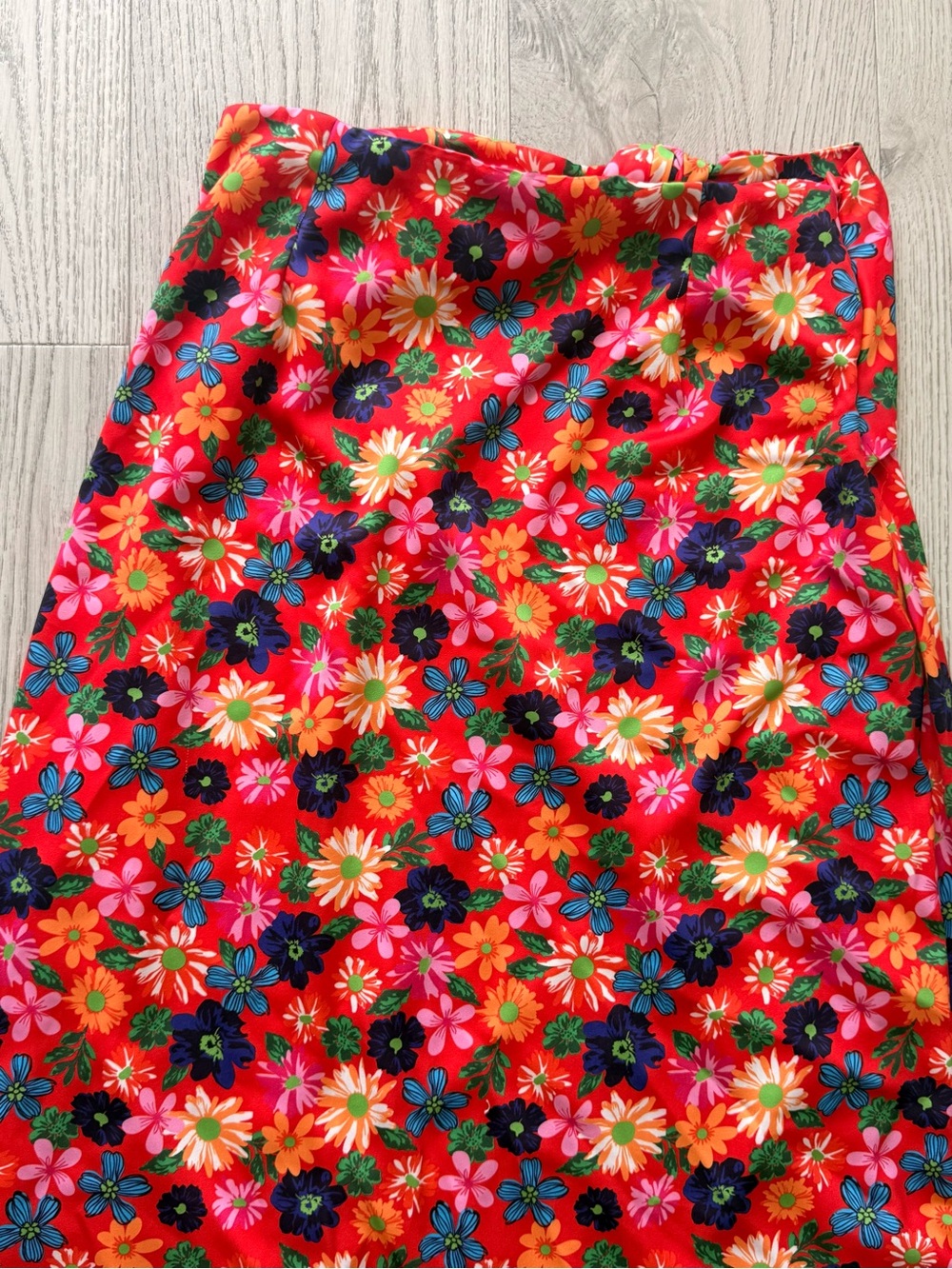 Red Floral Maxi Skirt - Women's Summer Wrap Style - Picture 10 of 13